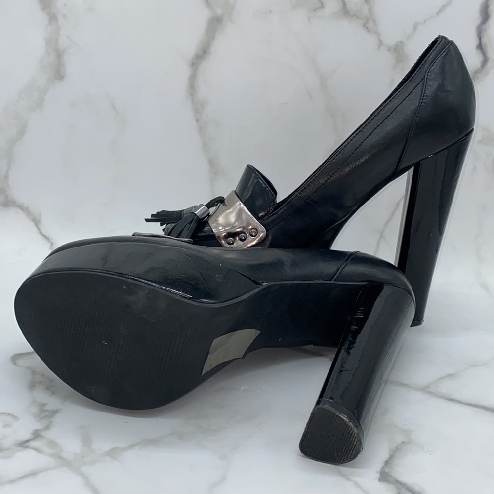 ALDO Black Platform High Heel Lofer Pumps with Tassel Accent - Picture 5 of 5